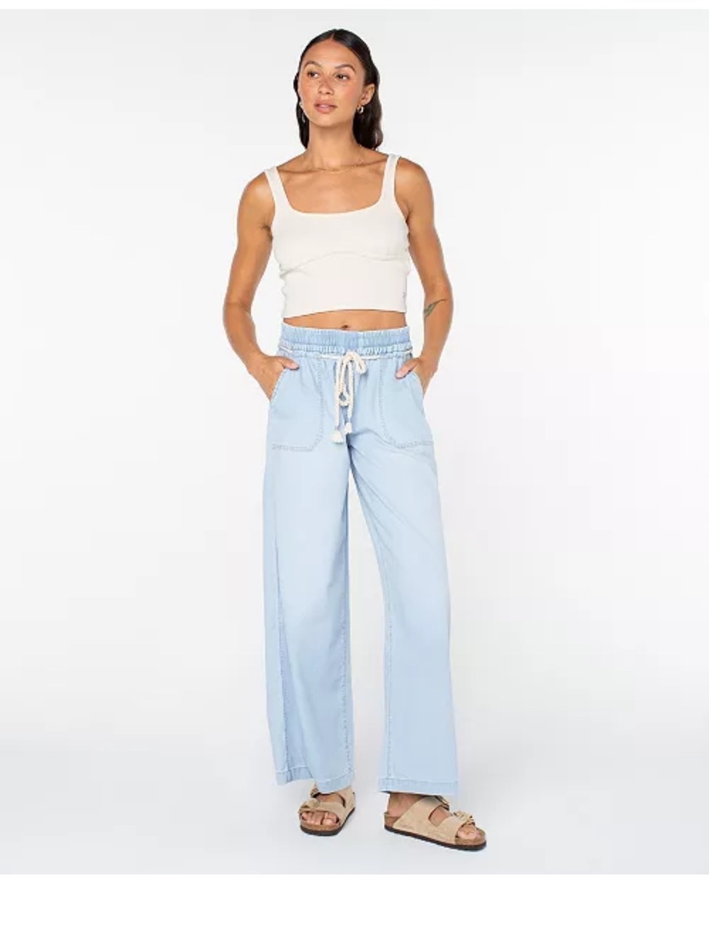 Roxy paddle On Light Blue Drawstring Wide Leg Pants